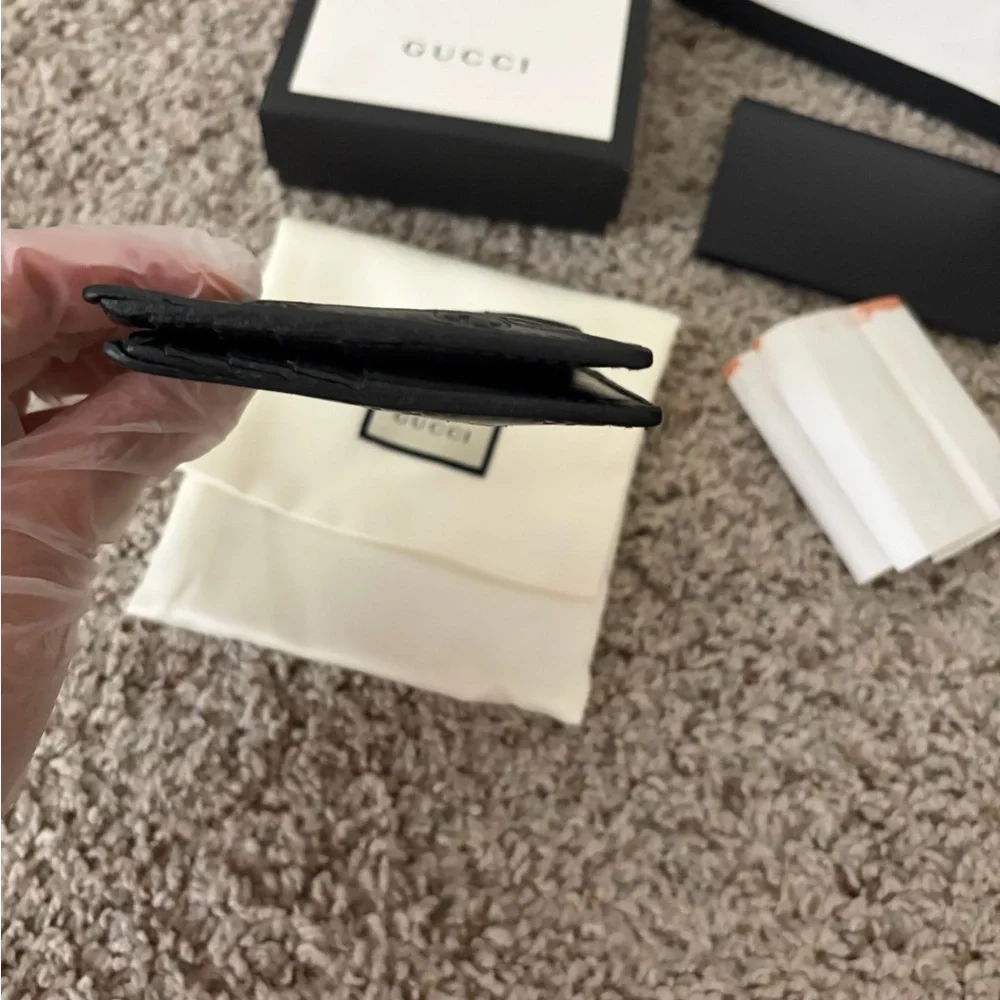 Gucci Black Card Holder with Signature Stripe